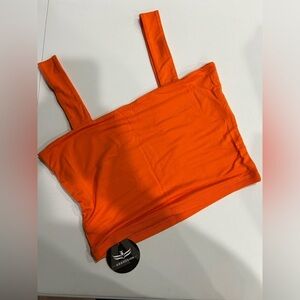Abardsion Women's Small Sleeveless Skinny Basic Strappy Crop Tank Top Orange NWT